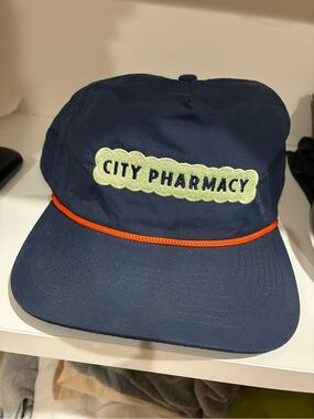 Ovi City Pharmacy Navy Rope Cap with Orange Cord and Light Green Patch